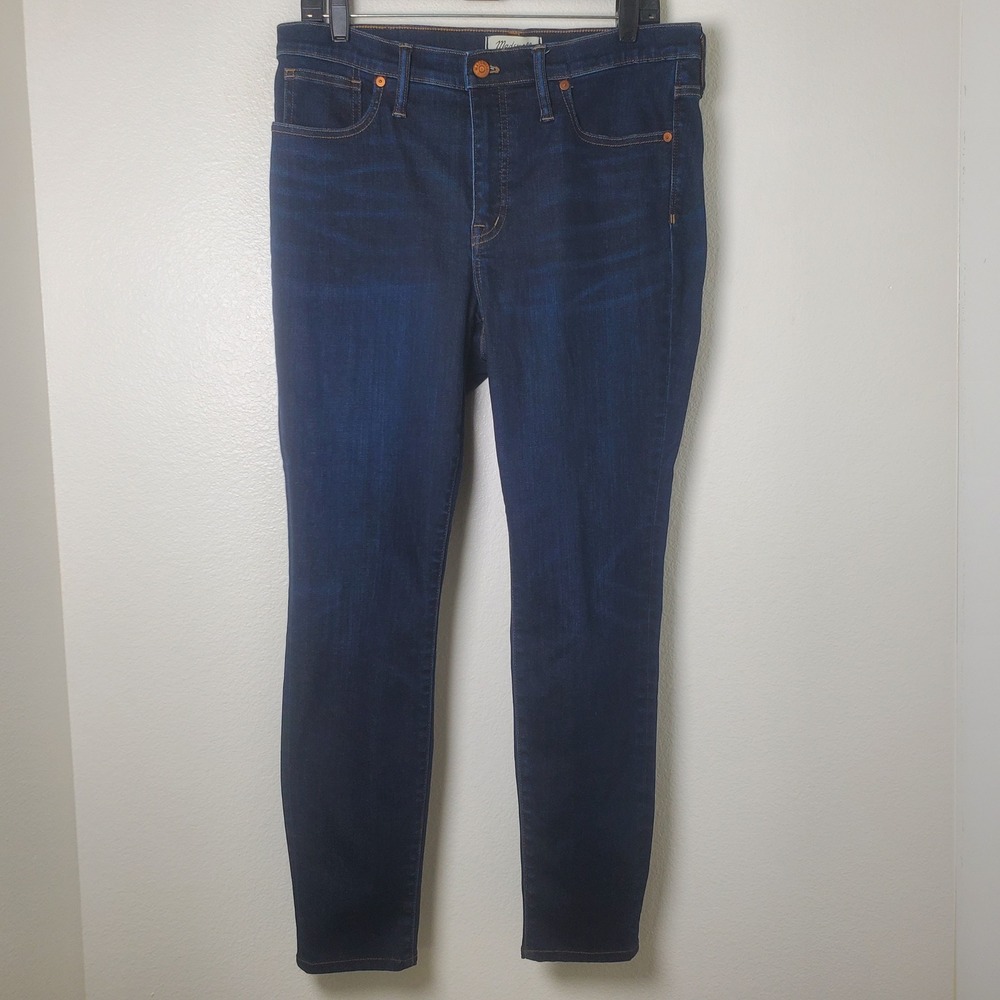 Madewell 9 Inch High Rise Skinny Jeans Dark Wash Blue Denim F8990 Womens Size 31 - Picture 12 of 12